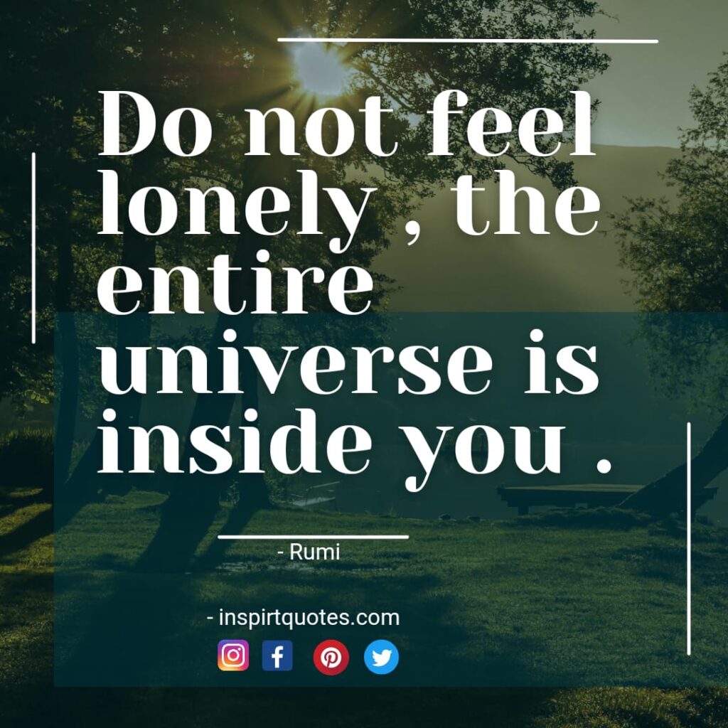 rumi quotes .Do not feel lonely, the entire universe is inside you