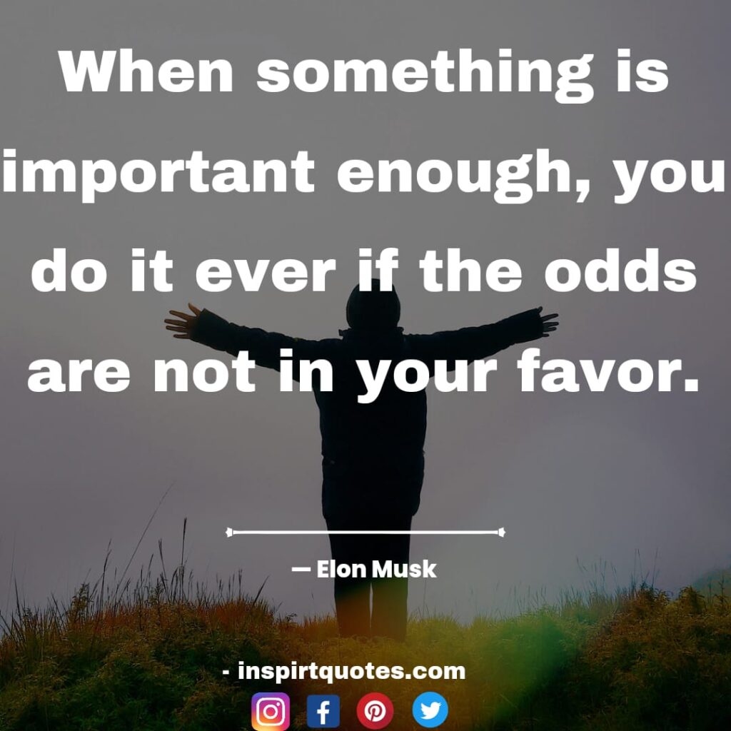 most famous quotes elon musk , When something is important enough, you do it ever if the odds are not in your favor.