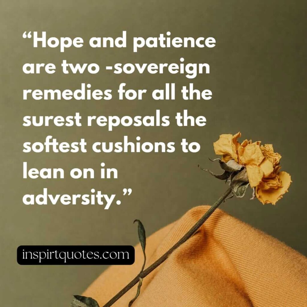 best hope quotes, Hope and patience are two -sovereign remedies for all the surest reposals the softest cushions to lean on in adversity.