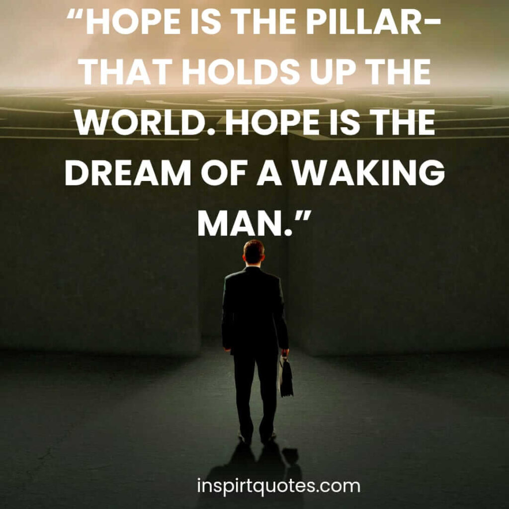 best hope quotes, Hope is the pillar- that holds up the world. Hope is the dream of a waking man.