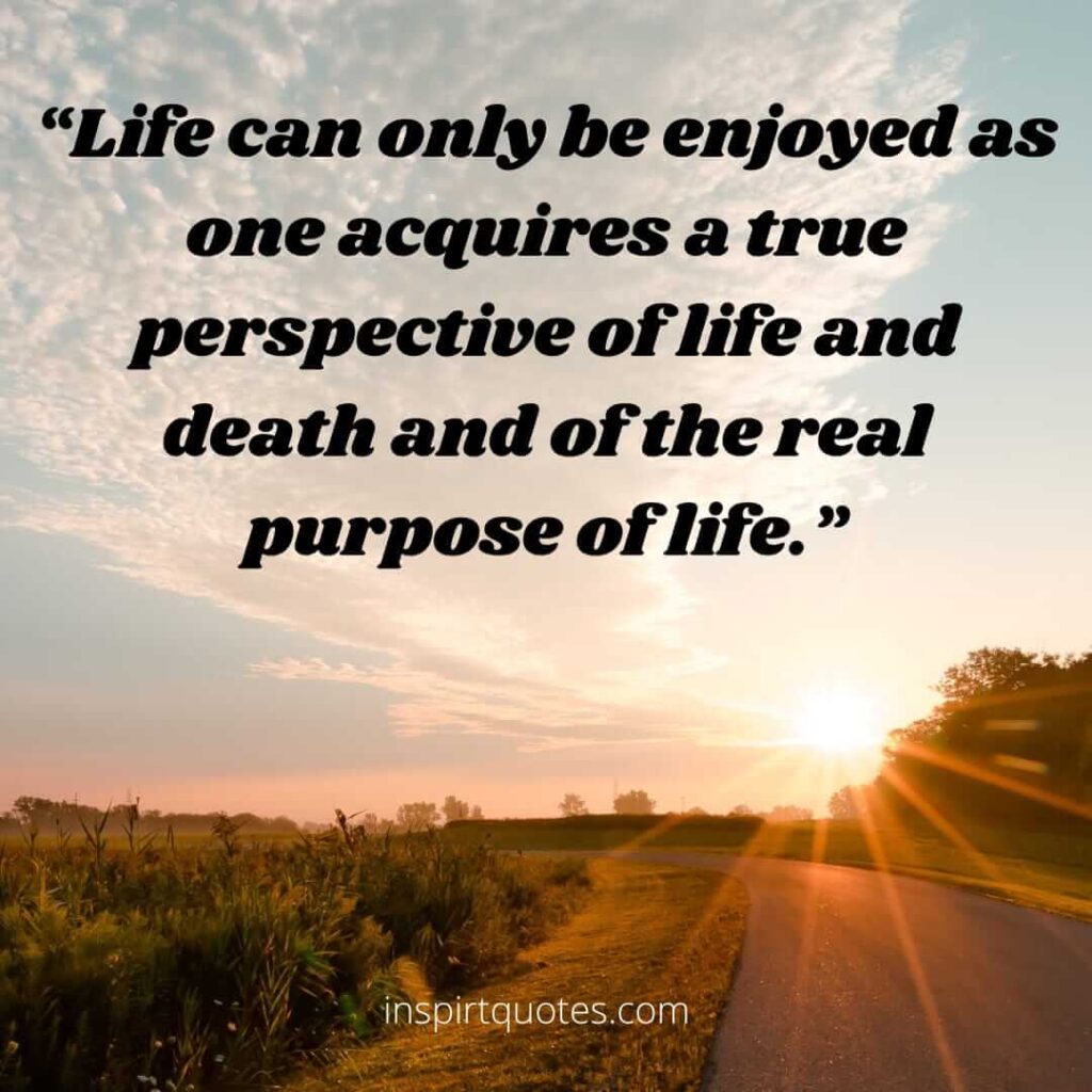 short life quotes, Life can only be enjoyed as one acquires a true perspective of life and death and of the real purpose of life.