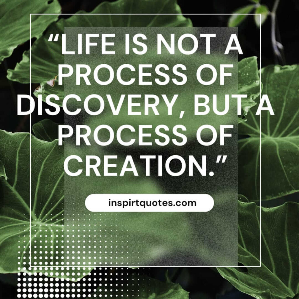 popular life quotes, Life is not a process of discovery, but a process of creation.