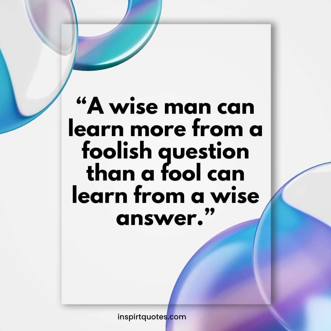 most famous  short learning quotes, A wise man can learn more from a foolish question than a fool can learn from a wise answer.