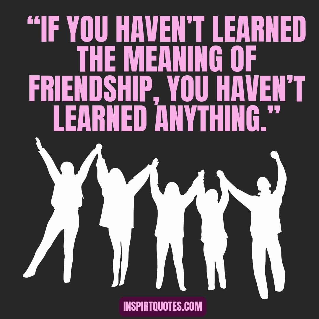 top famous short learning quotes, If you haven’t learned the meaning of friendship, you  haven’t learned anything.