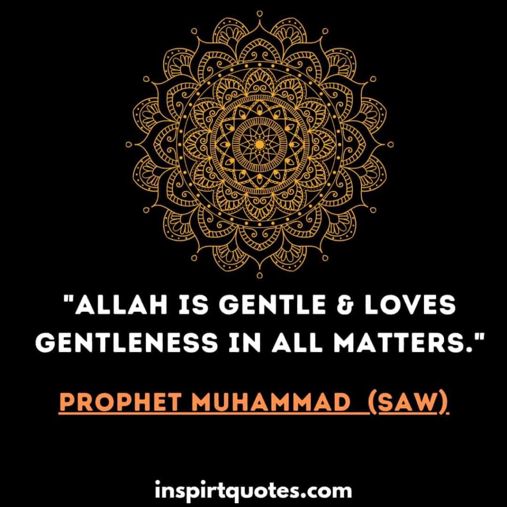 Allah is gentle and loves gentleness in all matters. islam
