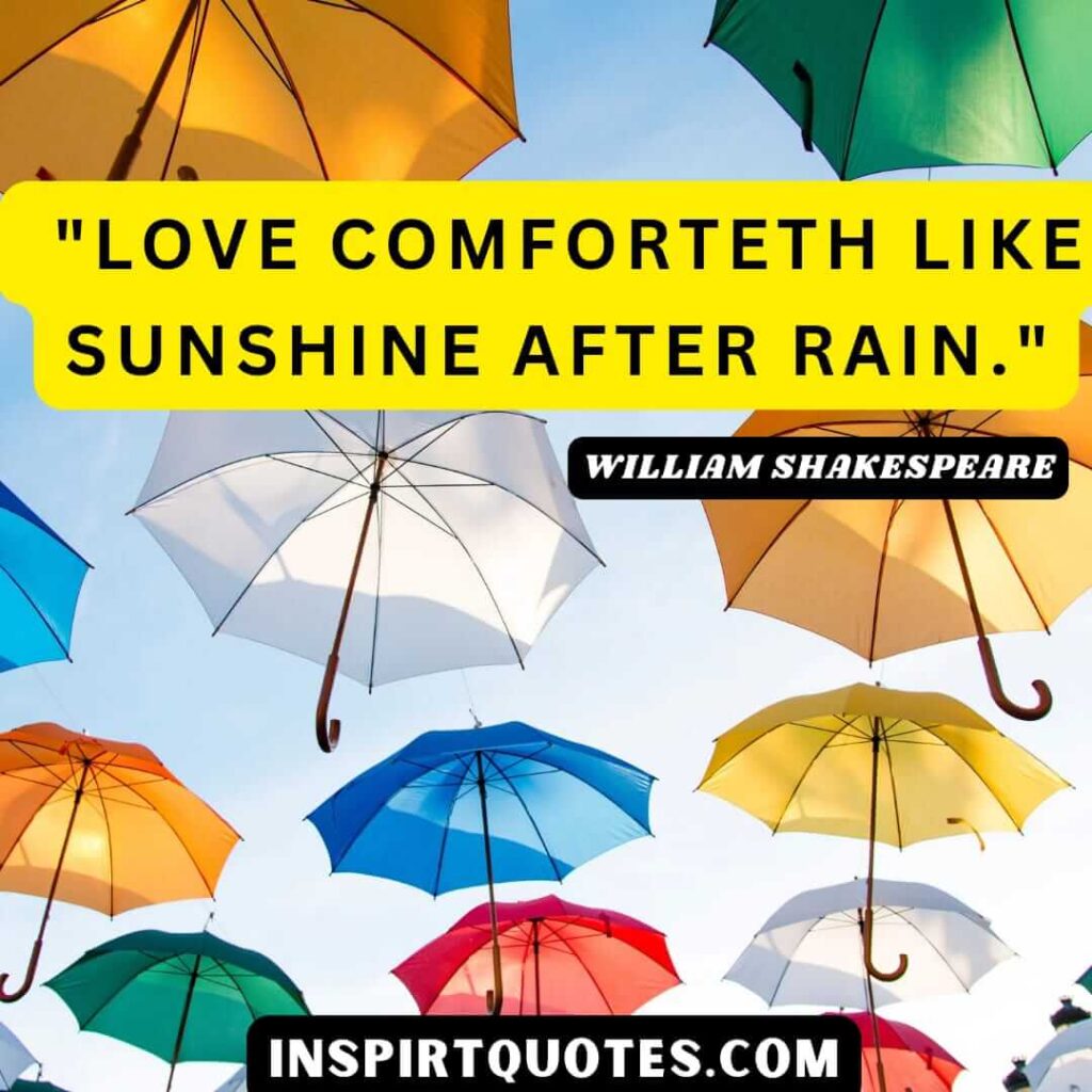 William Shakespeare quotes on love. Love comforteth like sunshine after rain.
