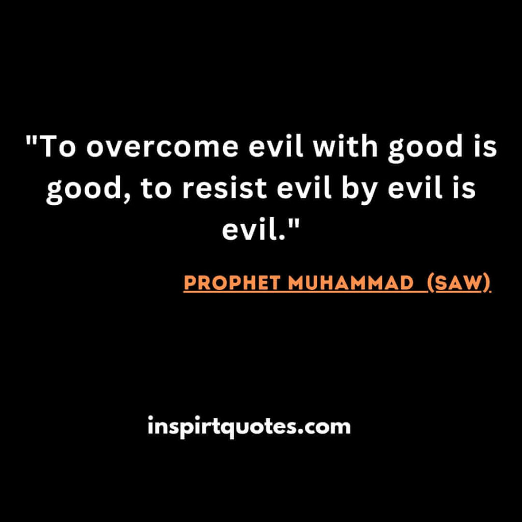 To overcome evil with good is good, to resist evil by evil is evil. muslim
